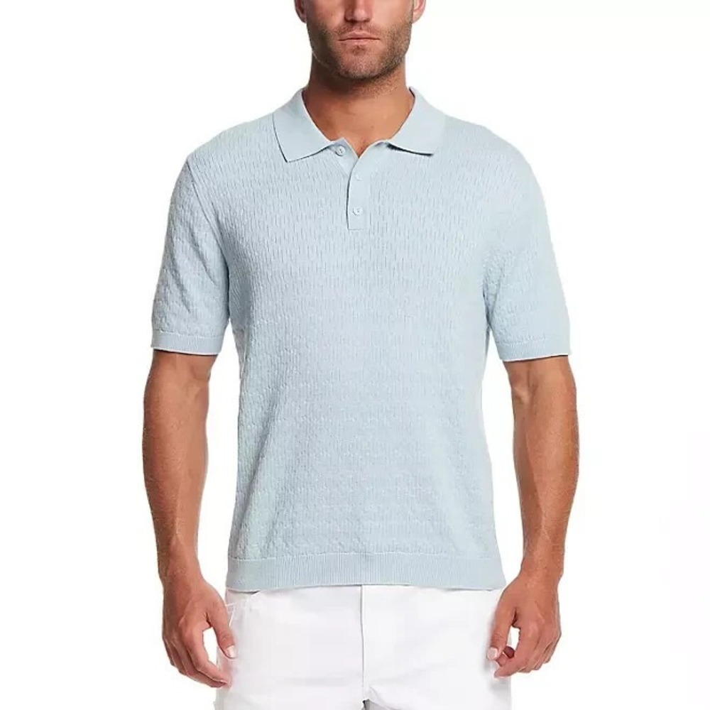 Weatherproof Mens Staggered Rib Short Sleeve Polo XL Blue 198286202338